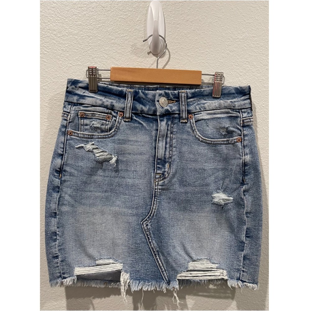 AMERICAN EAGLE Distressed Mini Blue Skirt
